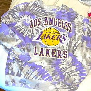 LA Lakers sweatshirt Basketball NBA Crewneck tie dye purple and gold Los Angeles